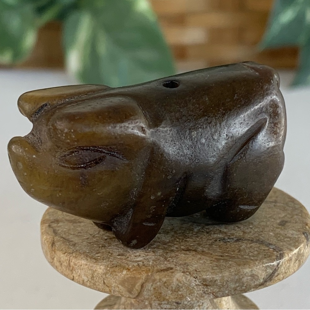 Vintage Chinese Zodiac Jade Pig Necklace Bead Hand Carved Animal Pendant 1.9" - Picture 2 of 14